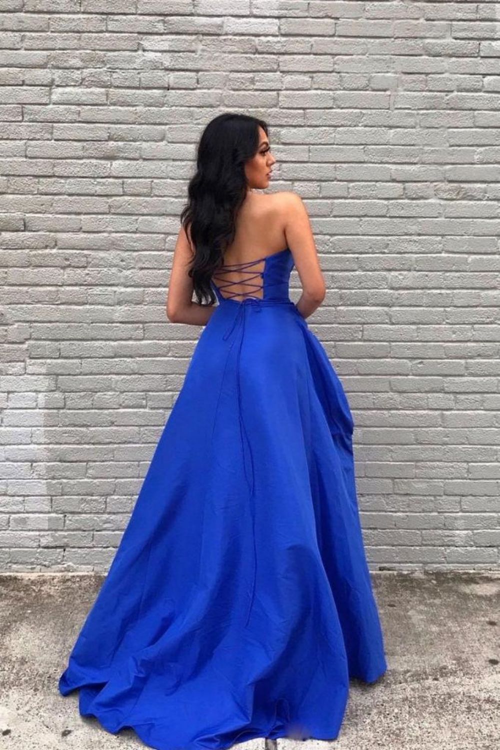 Weitese A Line Sweetheart Royal Blue Long Prom Dress with Slit