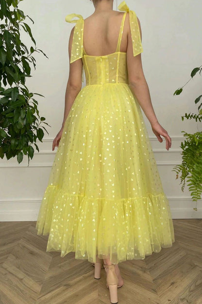 Weitese Cute A Line Sweetheart Yellow Party Dress Homecoming Dress