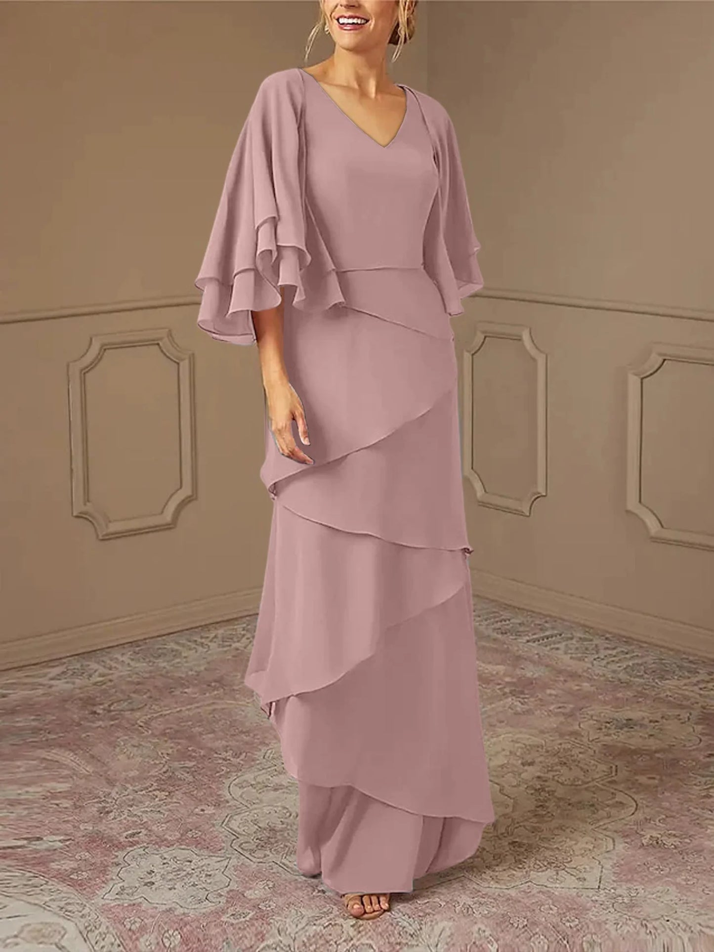 Sheath/Column V-Neck Mother Of The Bride Dresses