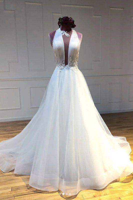 Unique white tulle Wedding Dresses