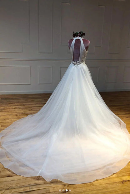 Unique white tulle Wedding Dresses