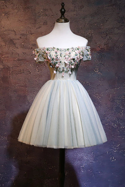 Cute tulle off shoulder short homecoming dress