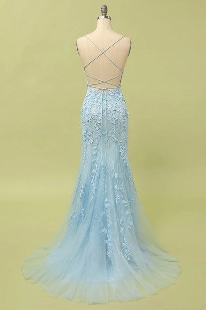 Mermaid Long Prom Dress Backless Evening Party Dresses