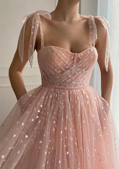 A-line Sweetheart Sleeveless Ankle-Length Tulle Homecoming Dress