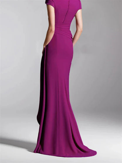 Sheath V-Neck Floor-Length Mother Of The Bride Dresses