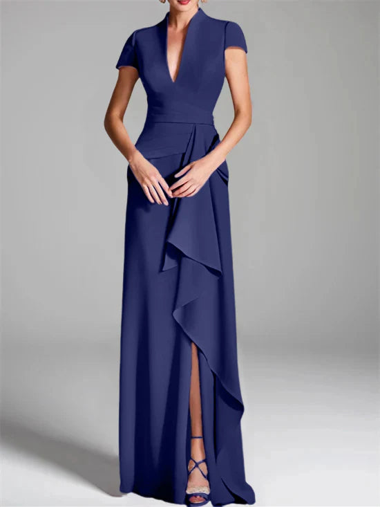 Sheath V-Neck Floor-Length Mother Of The Bride Dresses