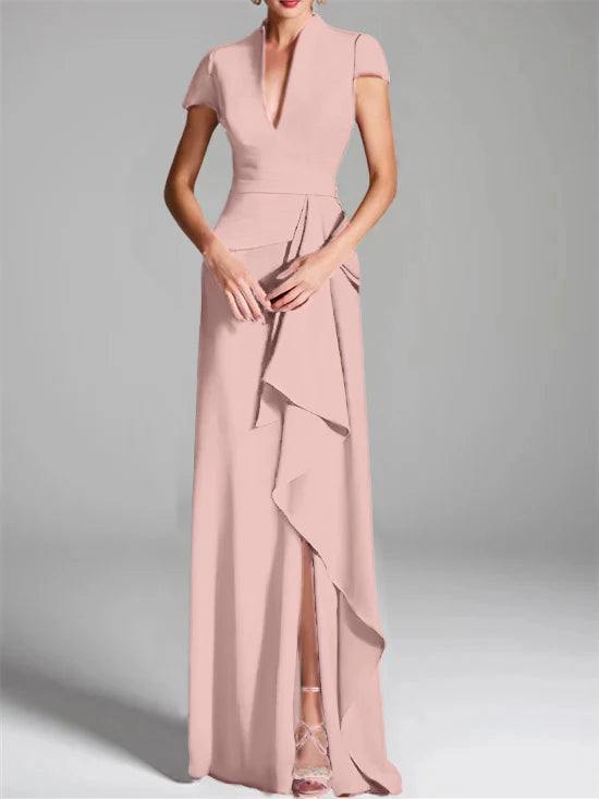 Sheath V-Neck Floor-Length Mother Of The Bride Dresses