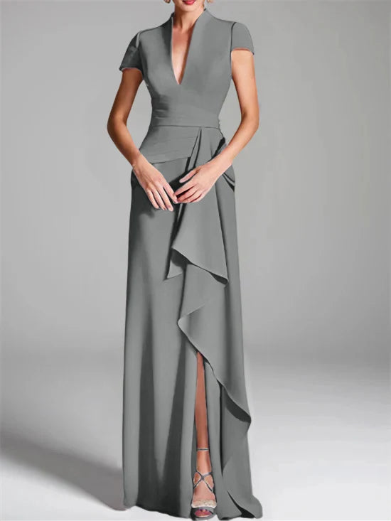 Sheath V-Neck Floor-Length Mother Of The Bride Dresses