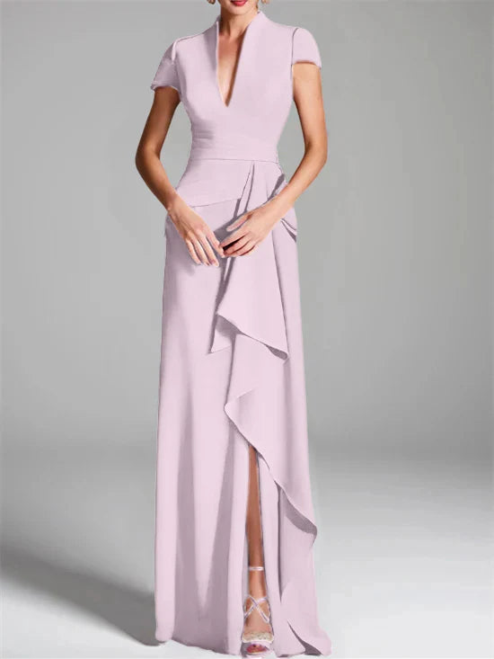 Sheath V-Neck Floor-Length Mother Of The Bride Dresses