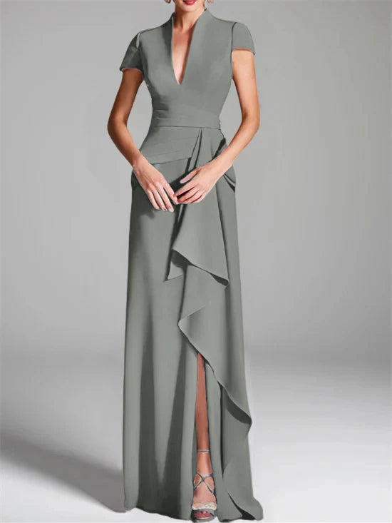 Sheath V-Neck Floor-Length Mother Of The Bride Dresses