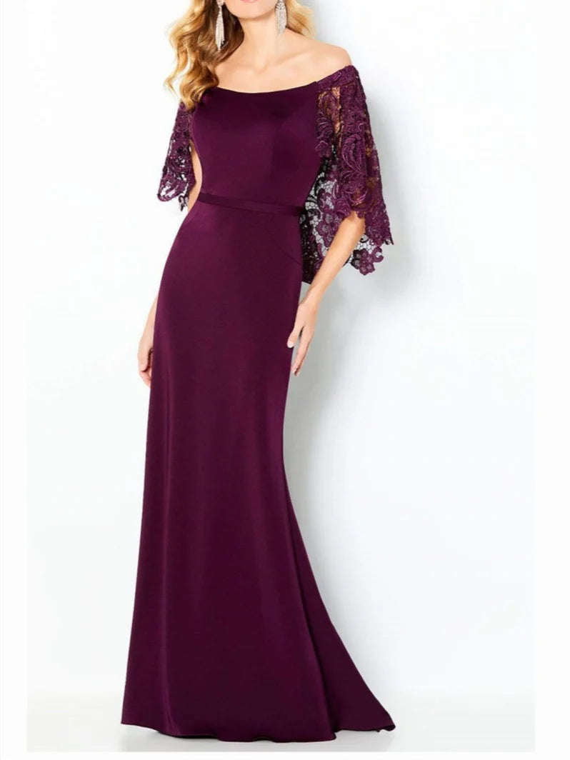 Sheath Off-The-Shoulder Mother Of The Bride Dresses With Lace