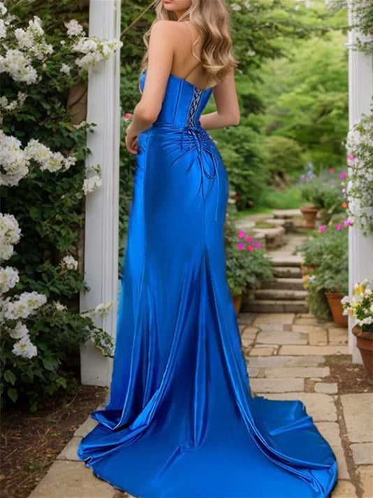 Sheath/Column Strapless Floor-Length Prom Dresses