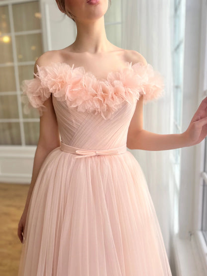 A-Line/Princess Sweetheart Off-The-Shoulder Ankle-Length Prom Dress