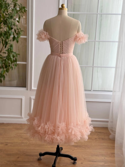 A-Line/Princess Sweetheart Off-The-Shoulder Ankle-Length Prom Dress