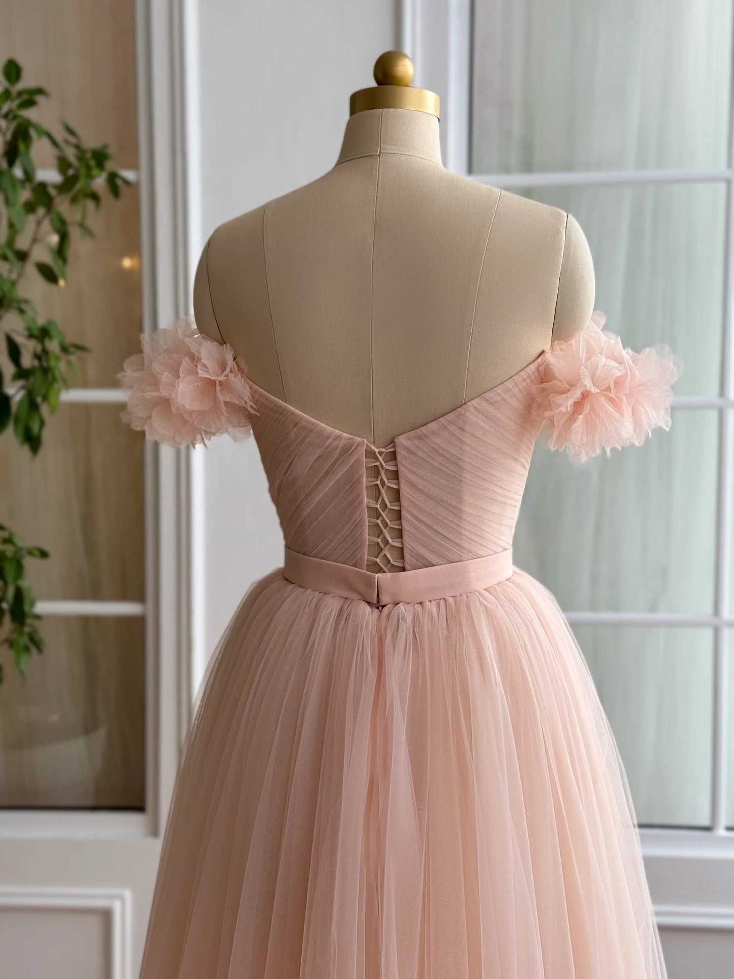 A-Line/Princess Sweetheart Off-The-Shoulder Ankle-Length Prom Dress