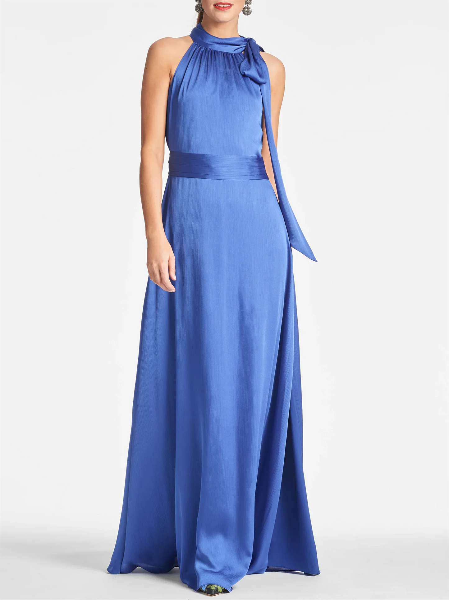 A-Line Halter Sleeveless Floor-Length Evening Dress