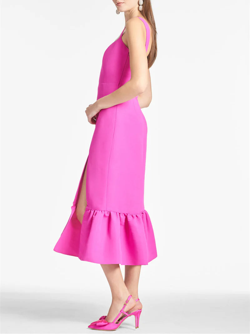 Sheath Square Neck Tea-Length Homecoming Dresses