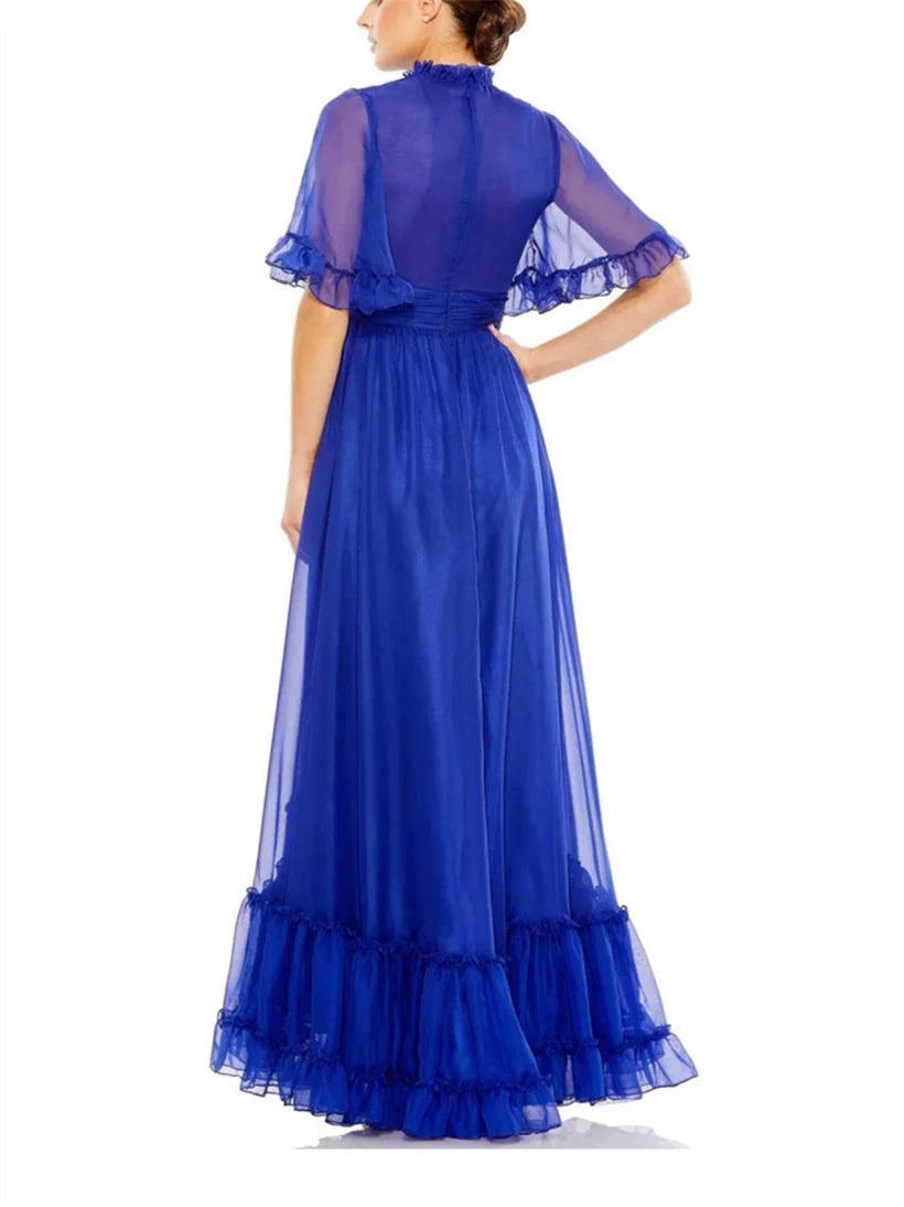 A-Line High Neck Floor-Length Evening Dress