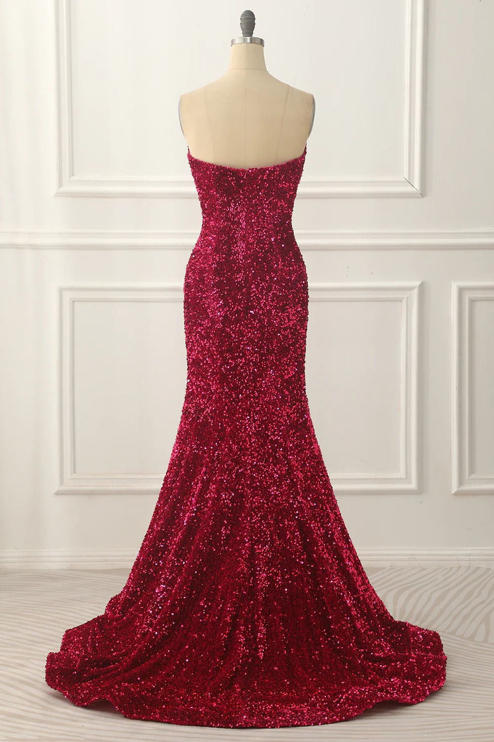 Mermaid Sequin Long Fuchsia Prom Dress