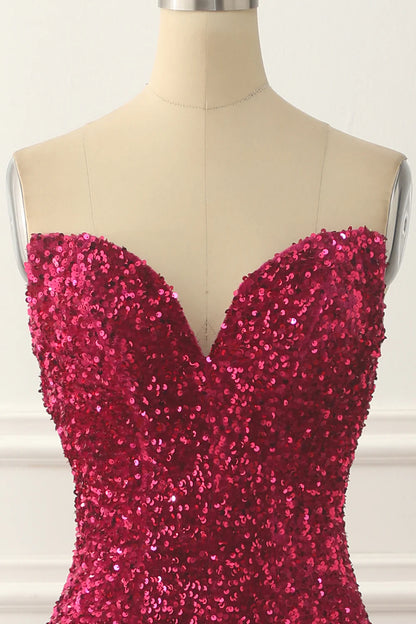 Mermaid Sequin Long Fuchsia Prom Dress