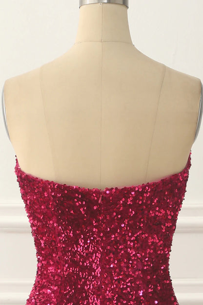 Mermaid Sequin Long Fuchsia Prom Dress