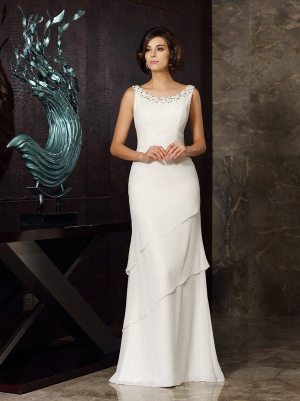 Beading Sleeveless Long Chiffon Mother of the Bride Dresses