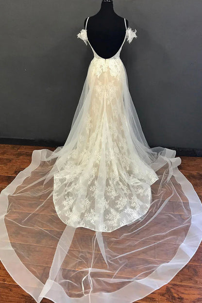 Unique sweetheart tulle lace long Wedding Dresses