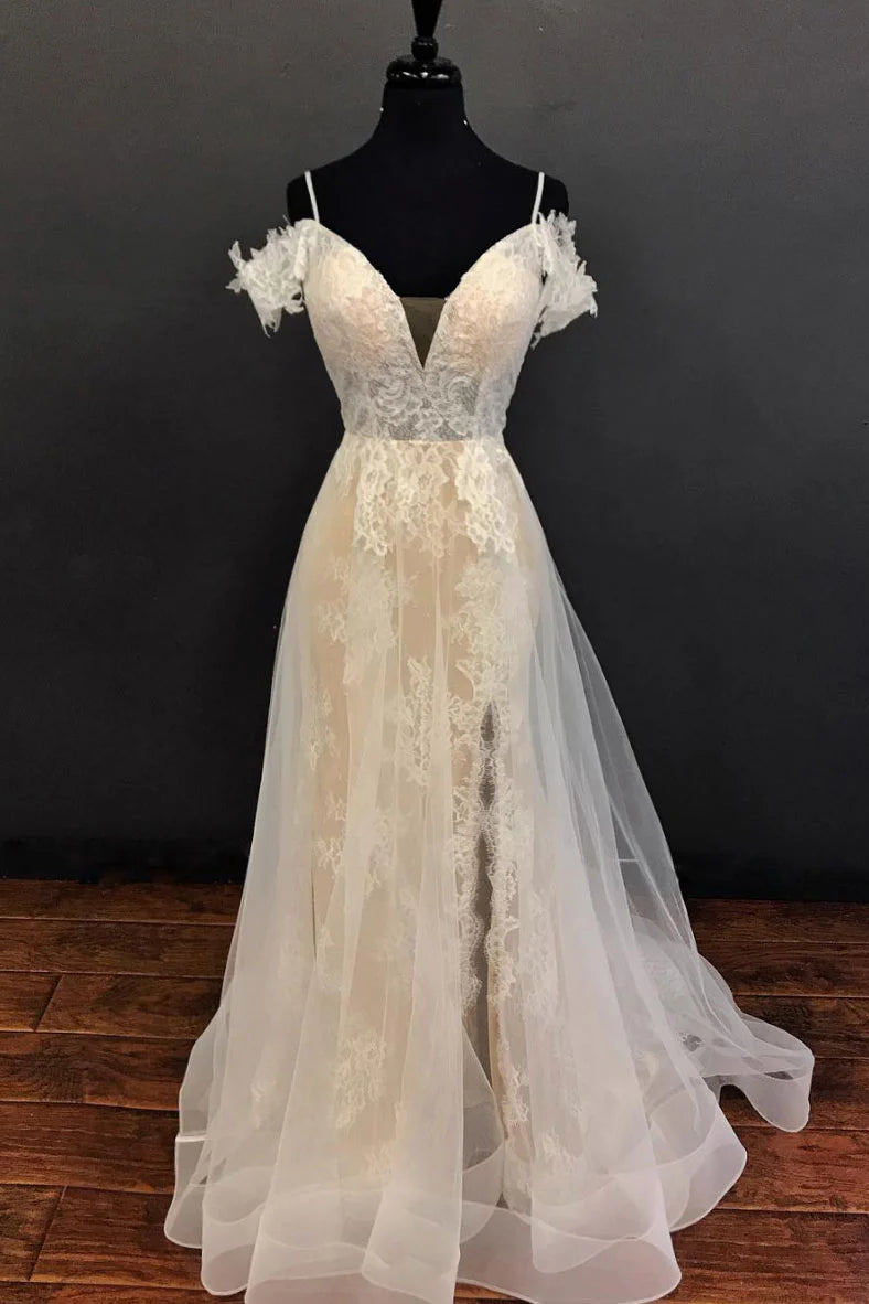 Unique sweetheart tulle lace long Wedding Dresses