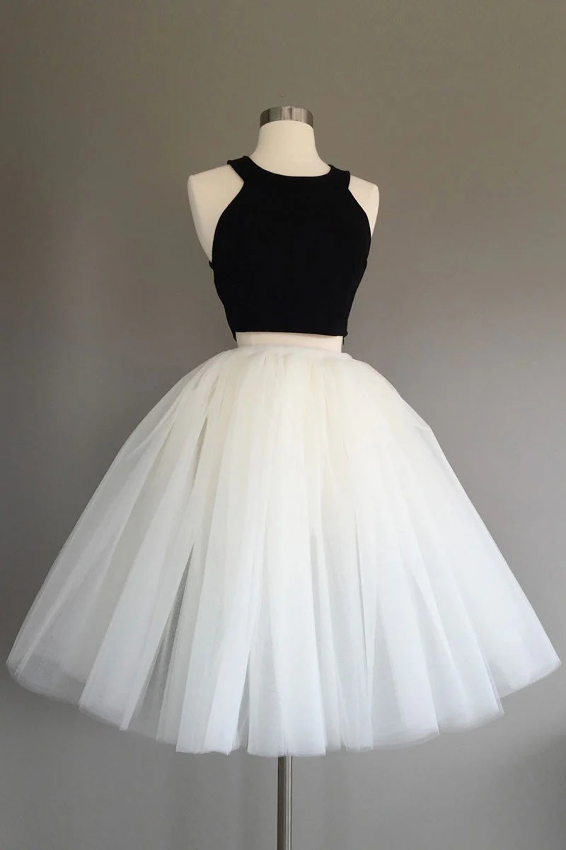 Simple two pieces tulle short Homecoming Dresses