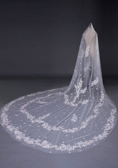 Lace Appliqued Cathedral Trailing Bridal Veils