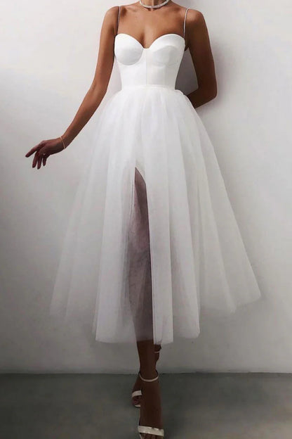 White tulle short Wedding Dresses