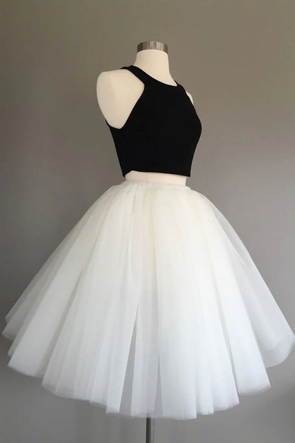 Simple two pieces tulle short Homecoming Dresses