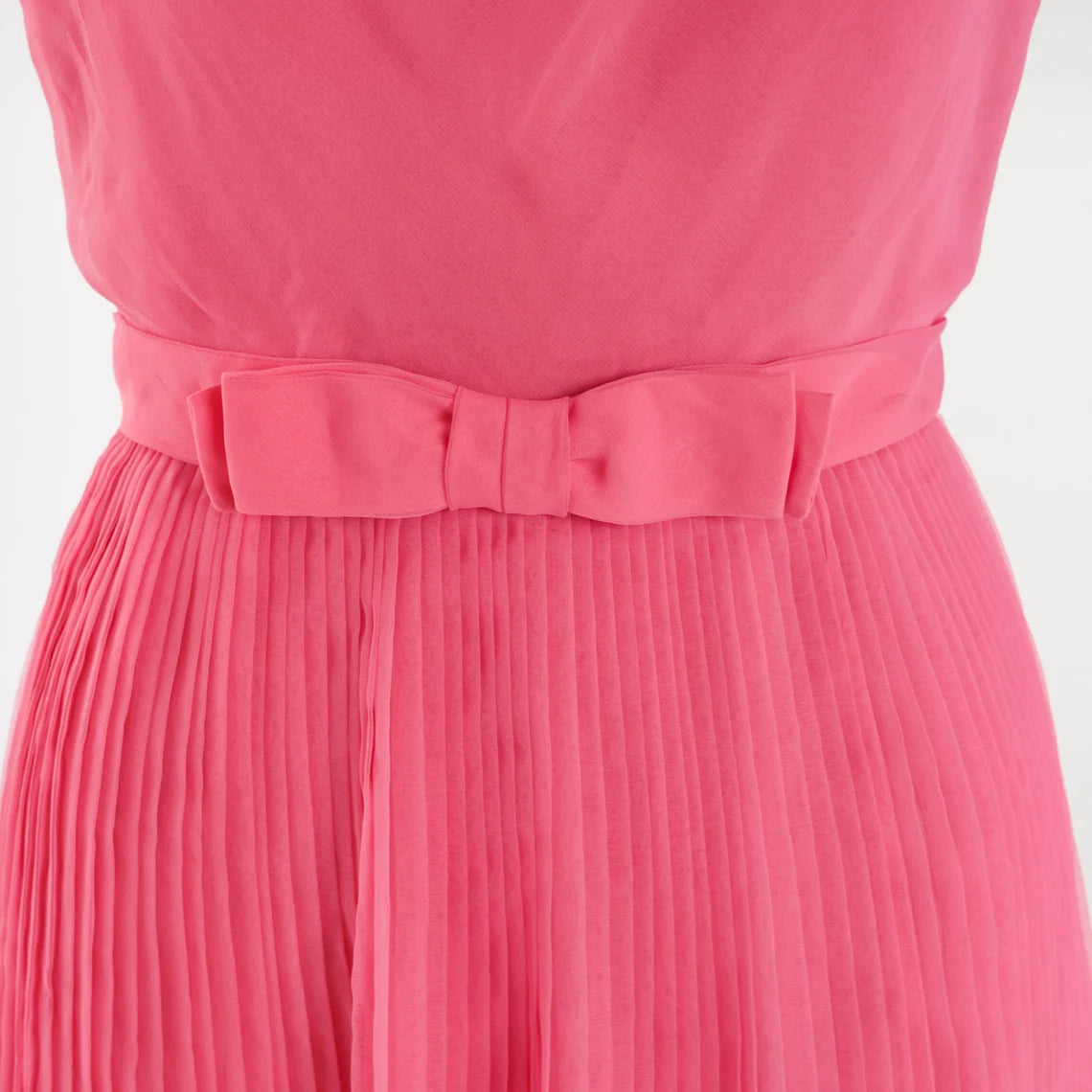 A-line Pink Party Dress Chiffon Mini Dress Sleeveless Cowl Neck High Waisted Bow Belt Pleated Evening Cocktail Prom Formal Vintage