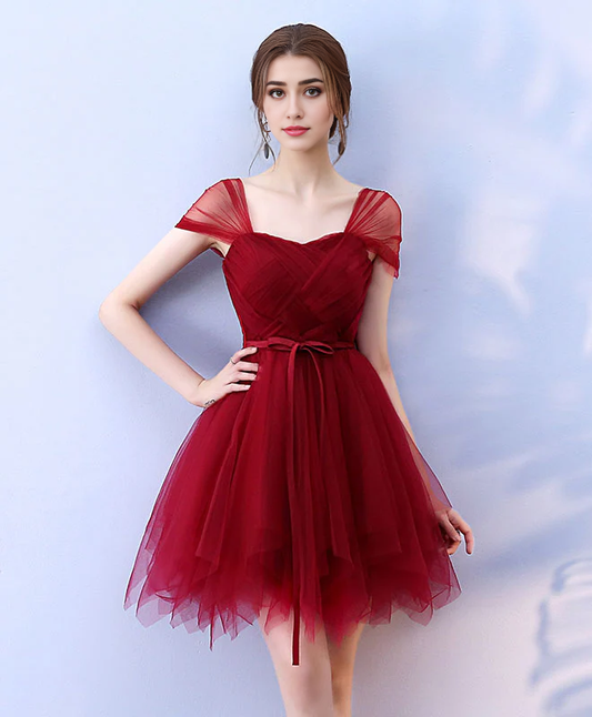 A-line Tulle Backless Homecoming Dresses