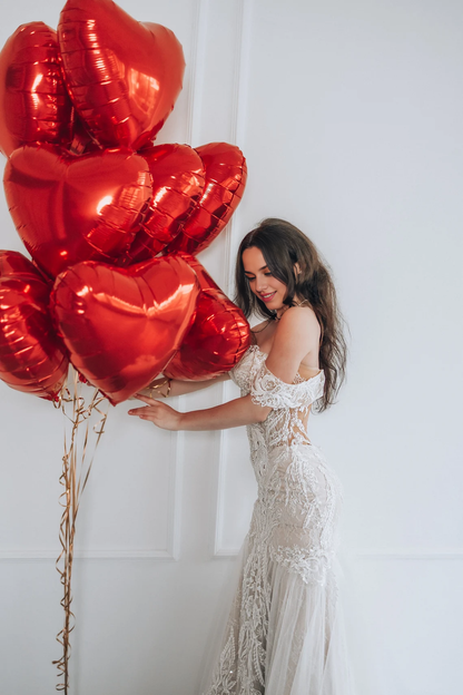 Bridal gown Mermaid wedding dress Elegant Ivory Off-Shoulder Wedding Gown with Lace Bead Embroidery Luxurious Bridal Dress Long Train Sleeveless