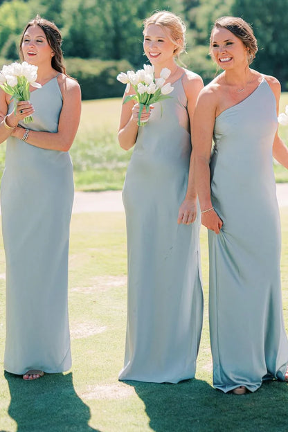 One-Shoulder Sheath Long Bridesmaid Dress