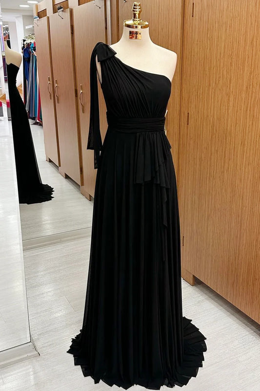 A-Line One-Shoulder Chiffon Bridesmaid Dress