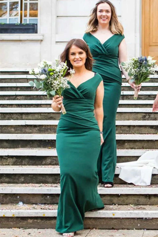 V-Neck Mermaid Long Bridesmaid Dress