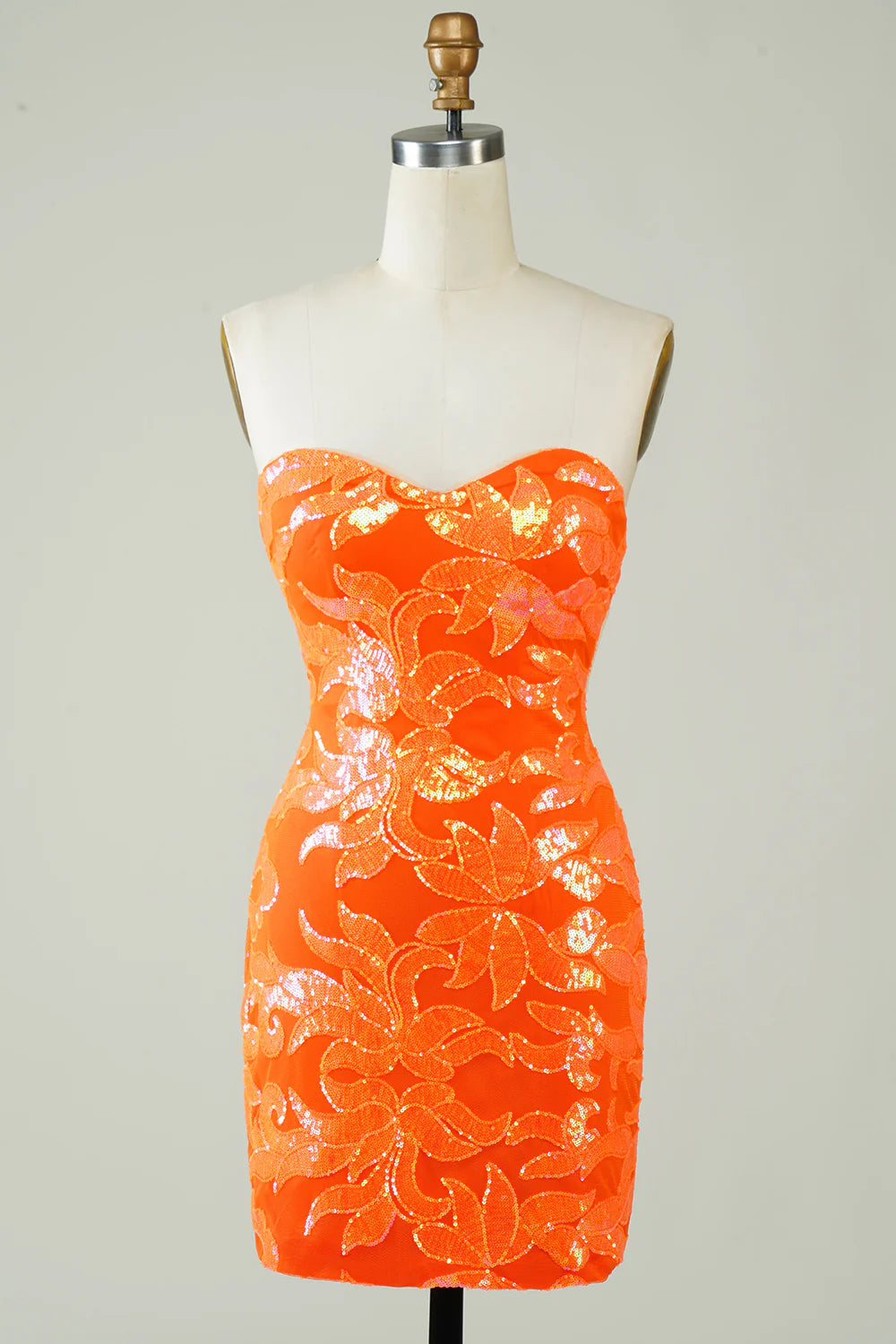 Orange Glitter Tight Short Glitter Homecoming Dress