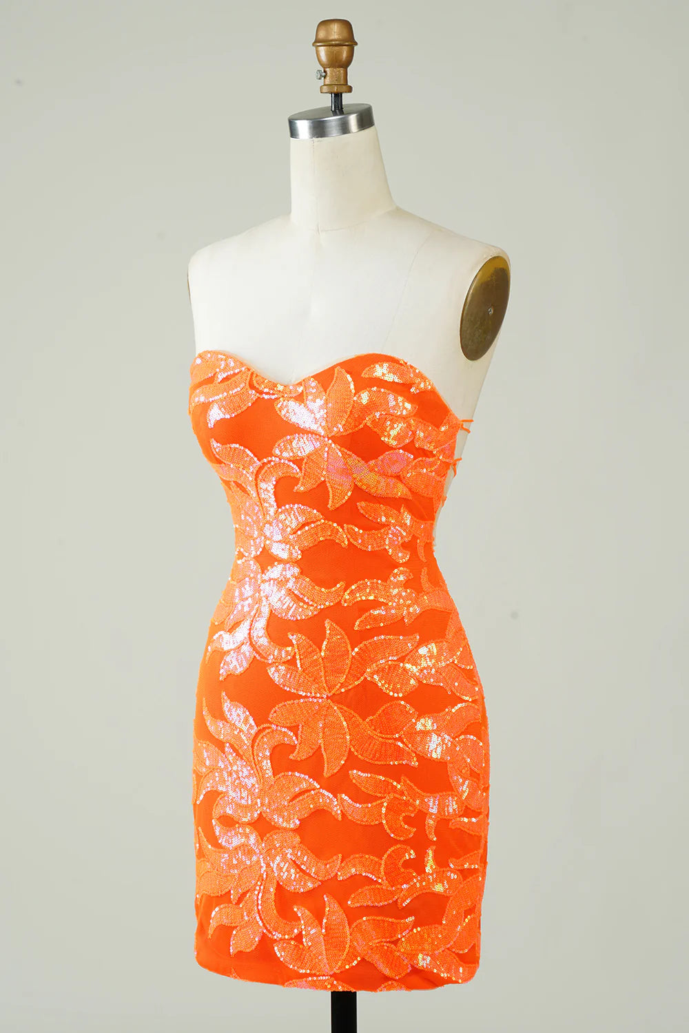 Orange Glitter Tight Short Glitter Homecoming Dress