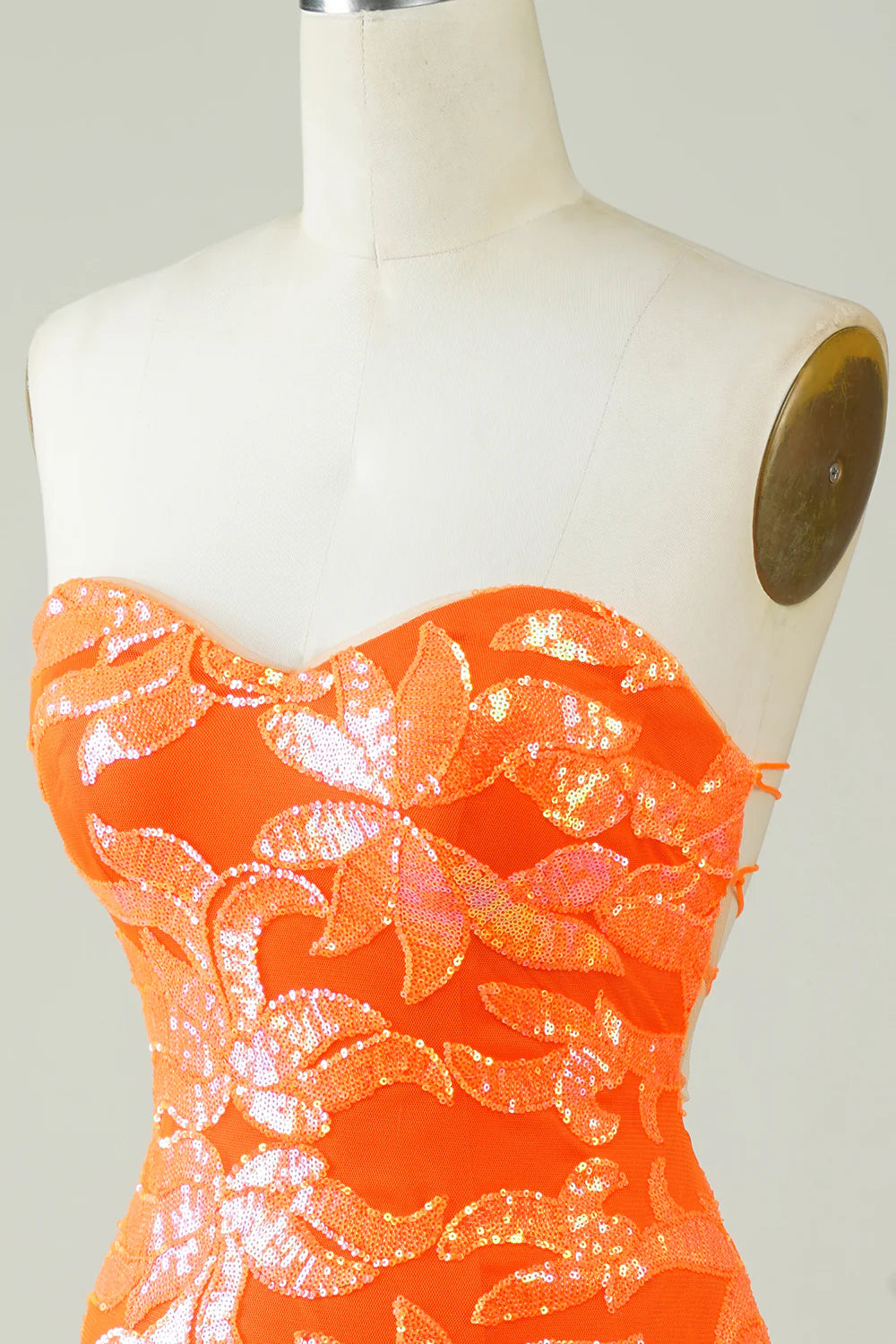 Orange Glitter Tight Short Glitter Homecoming Dress