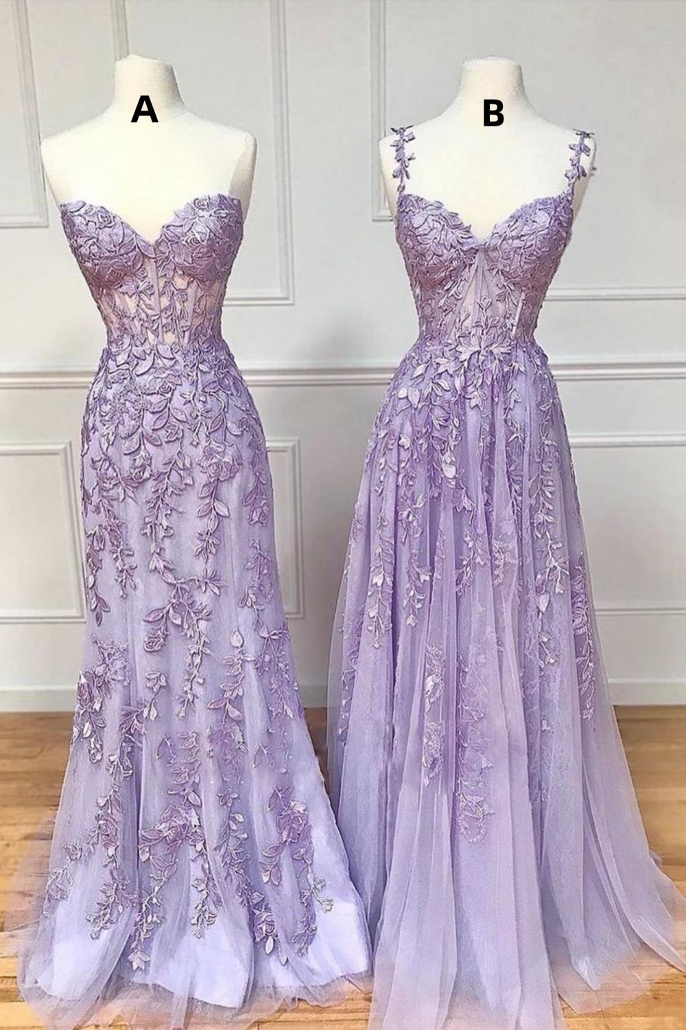 Weitese Charming Lilac Mermaid Corset Back Long Prom Dress With Appliques