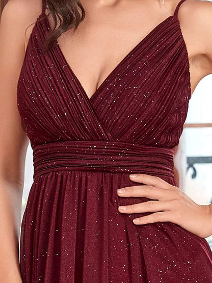 Weitese Spaghetti Strap 2 in 1 Sheer Bridesmaid Dresses