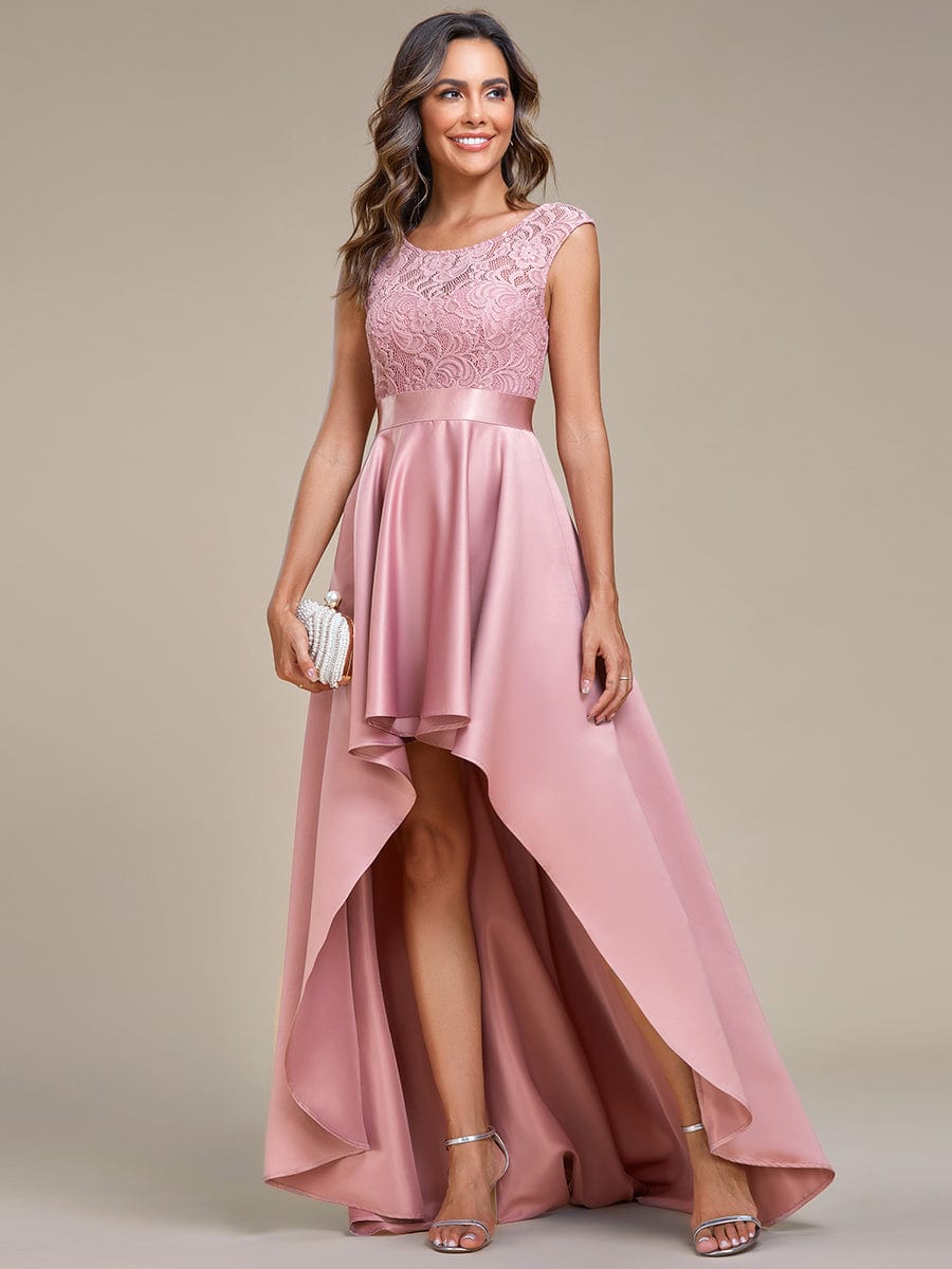 Weitese Elegant Sleeveless High-low Lace Top Prom Dresses