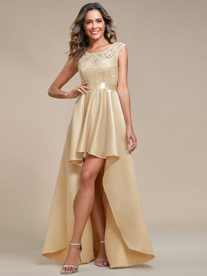 Weitese Elegant Sleeveless High-low Lace Top Prom Dresses