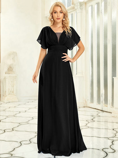 Weitese Women's A-Line Empire Waist Maxi Chiffon Evening Dress