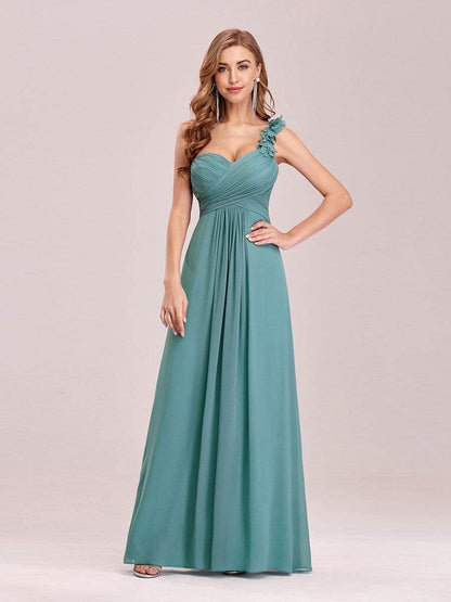 Weitese Chiffon One Shoulder Maxi Long Bridesmaid Dresses for Women