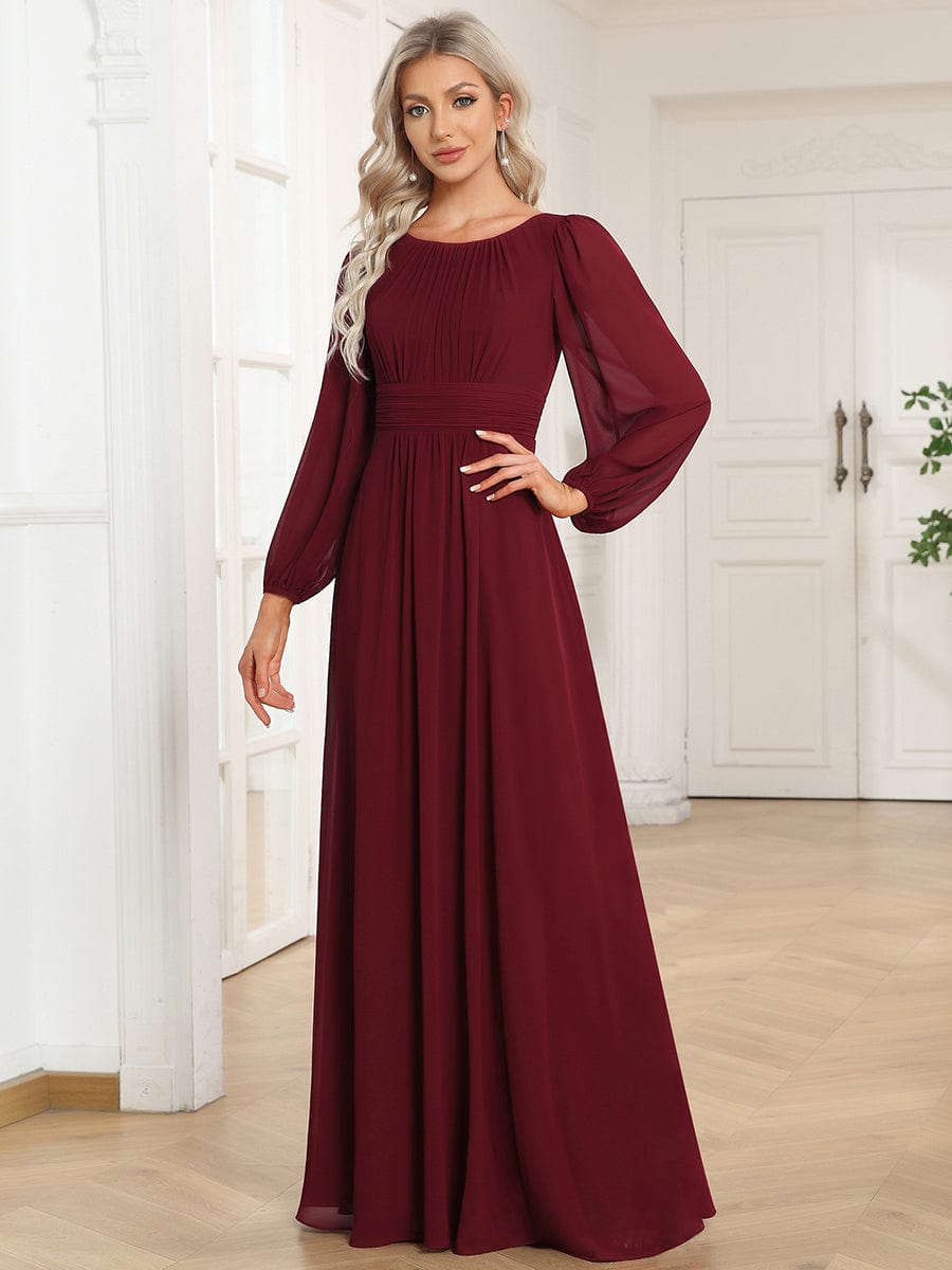 Weitese Chiffon High Empire Waist Puff Sleeve Mother Dress