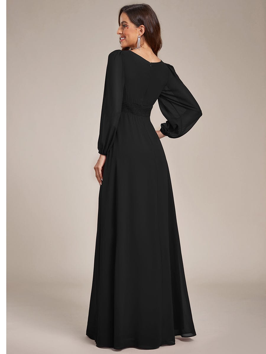 Weitese Chiffon High Empire Waist Puff Sleeve Mother Dress