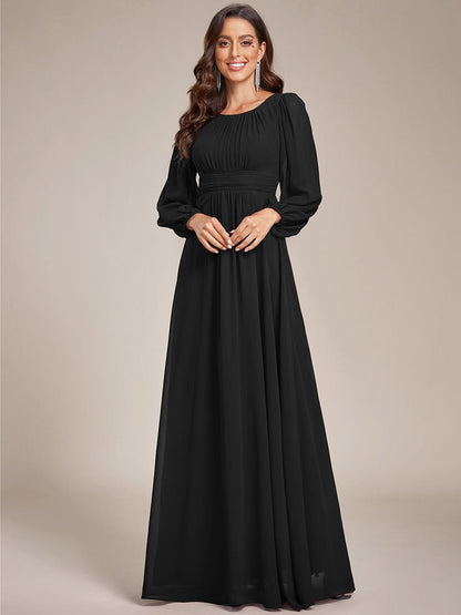 Weitese Chiffon High Empire Waist Puff Sleeve Mother Dress